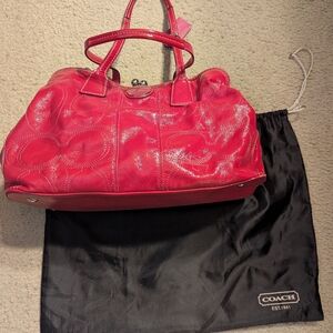Coach Vibrant Pink Patent Leather Shoulder Bag